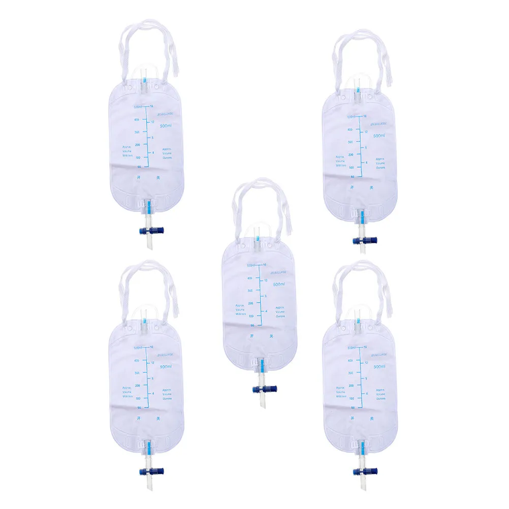 5Pcs Long Catheter Urine Leg Bags Disposable Urinary for Men Postoperation Use Outdoor Camping Patients Drainage