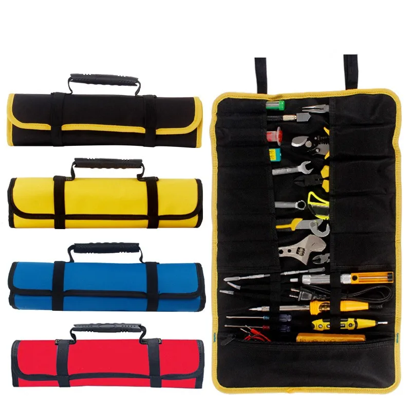 Multi-function Tool Box Bag Reel Type Woodworking Electrician Repair Canvas Portable Storage Instrument Case