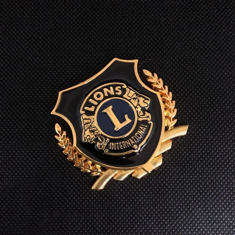 High-quality Modification 3D Metal Alloy Stickers International Lions Club Side Scratch Cover DIY Decorative Car Accessories