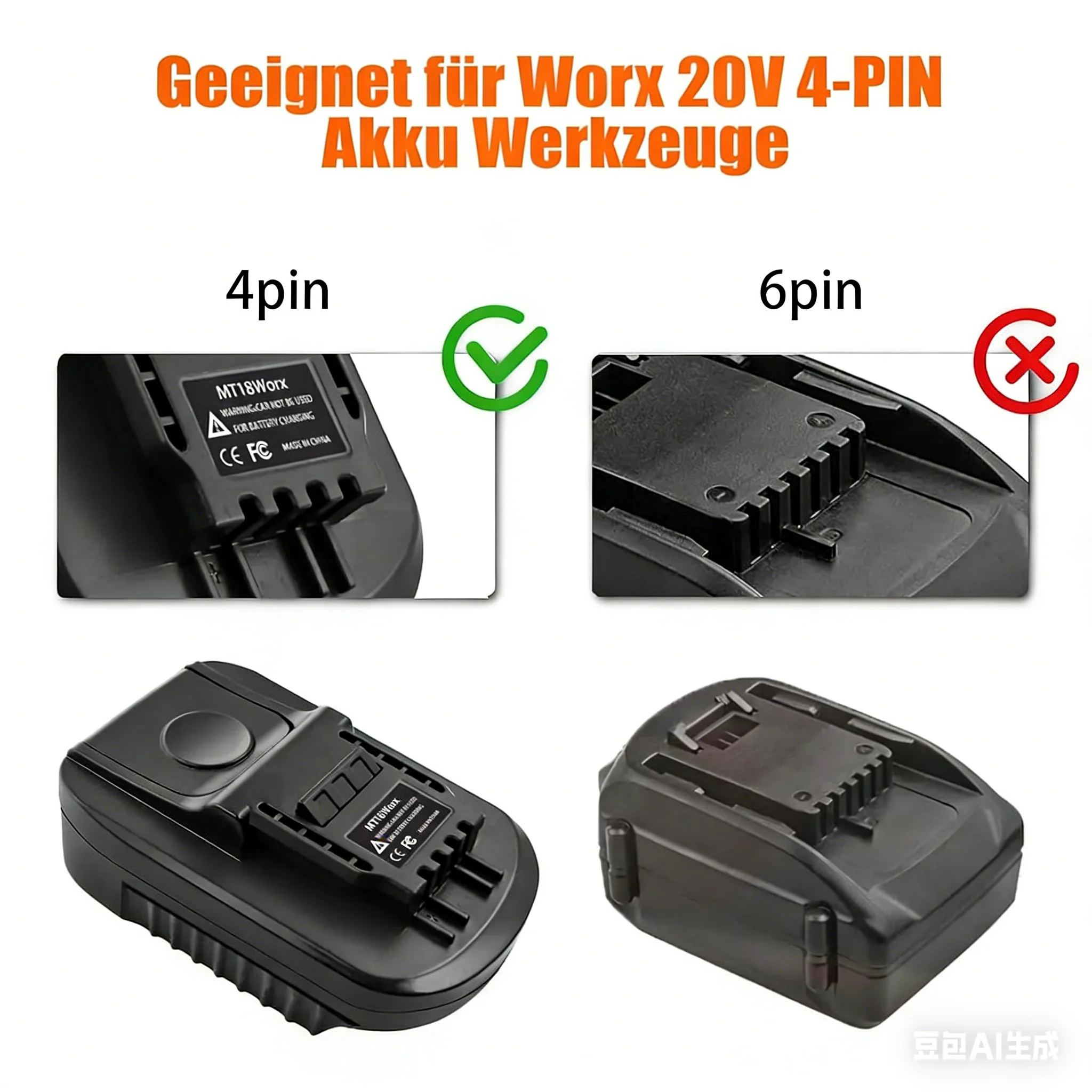 

MT18Worx Battery Adapter For Worx 4PIN tool Converter for Makita 18V Li-ion Battery Convert to For Worx 20V Power Tools