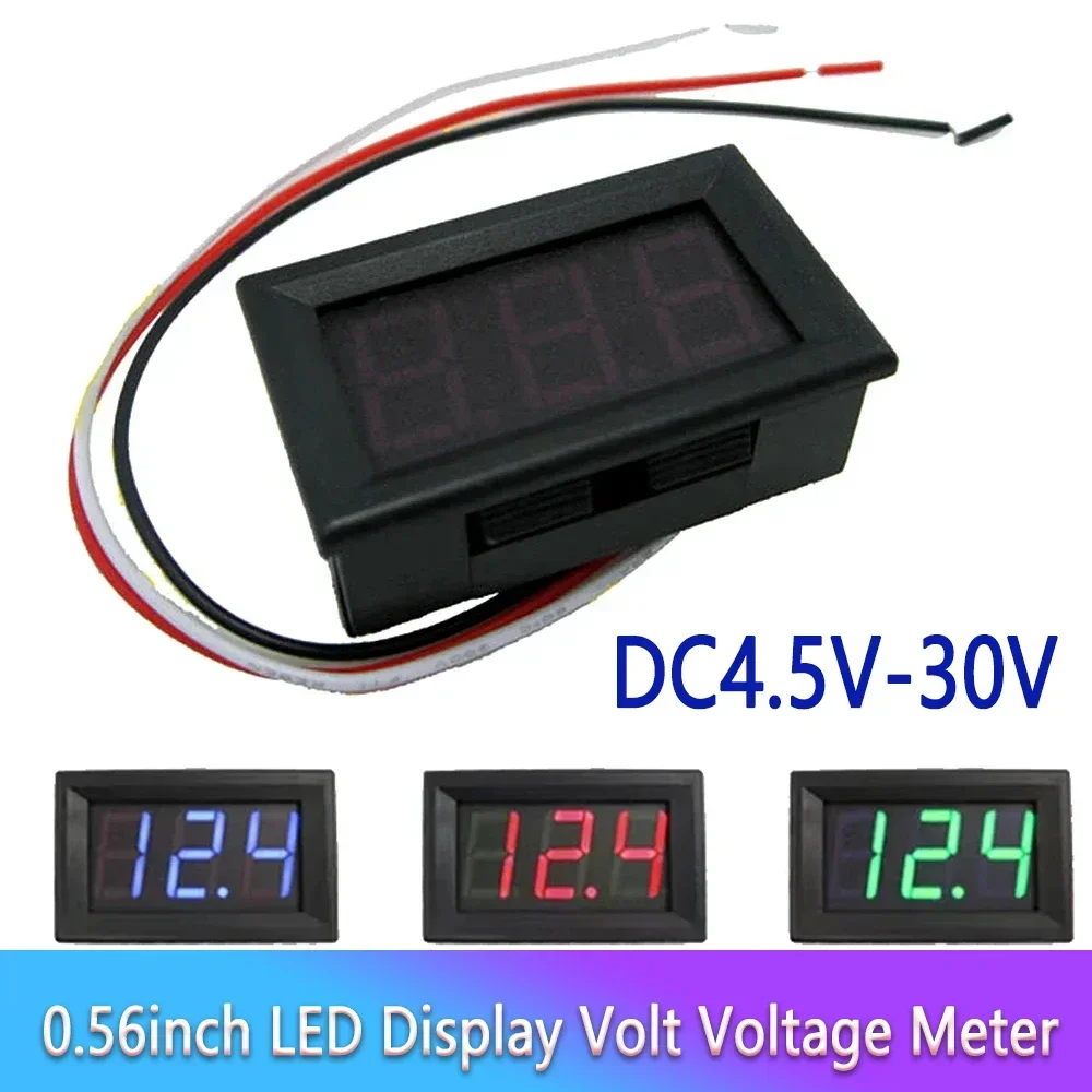 1pcs 0.56inch LED Digital Voltmeter DC4.5V to 30V Digital Voltmeter Voltage Panel Meter  for 6V 12V Electromobile Motorcycle Car