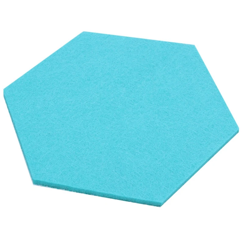 10Pcs/Set Hexagon Felt Board Hexagonal Felt Wall Sticker 3D Decorative Home Message Board Room Baseboard Blue Series