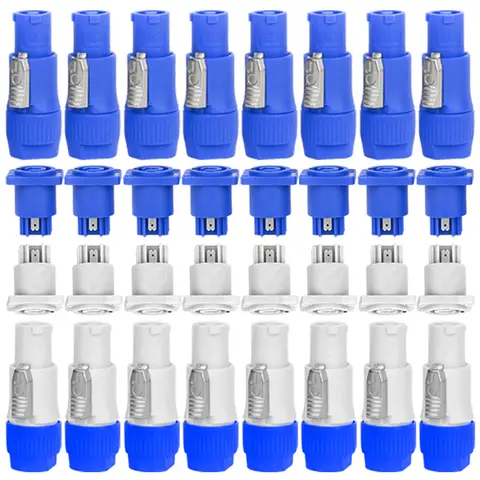 10Pcs Powercon XLR Connector 20A Power Plug Power Socket NAC3FCA NAC3MPA NAC3FCB 3Pin Male Plug Socket XLR Adapter Blue White