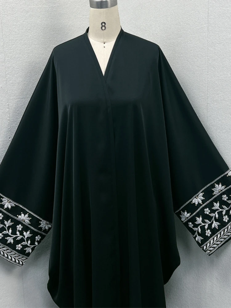 Embroidery Bat Sleeve Muslim Abaya for Women Eid Dress Morocco Ramadan black Abayas Kaftan Islam Cardigan Dubai Arab Long Robe