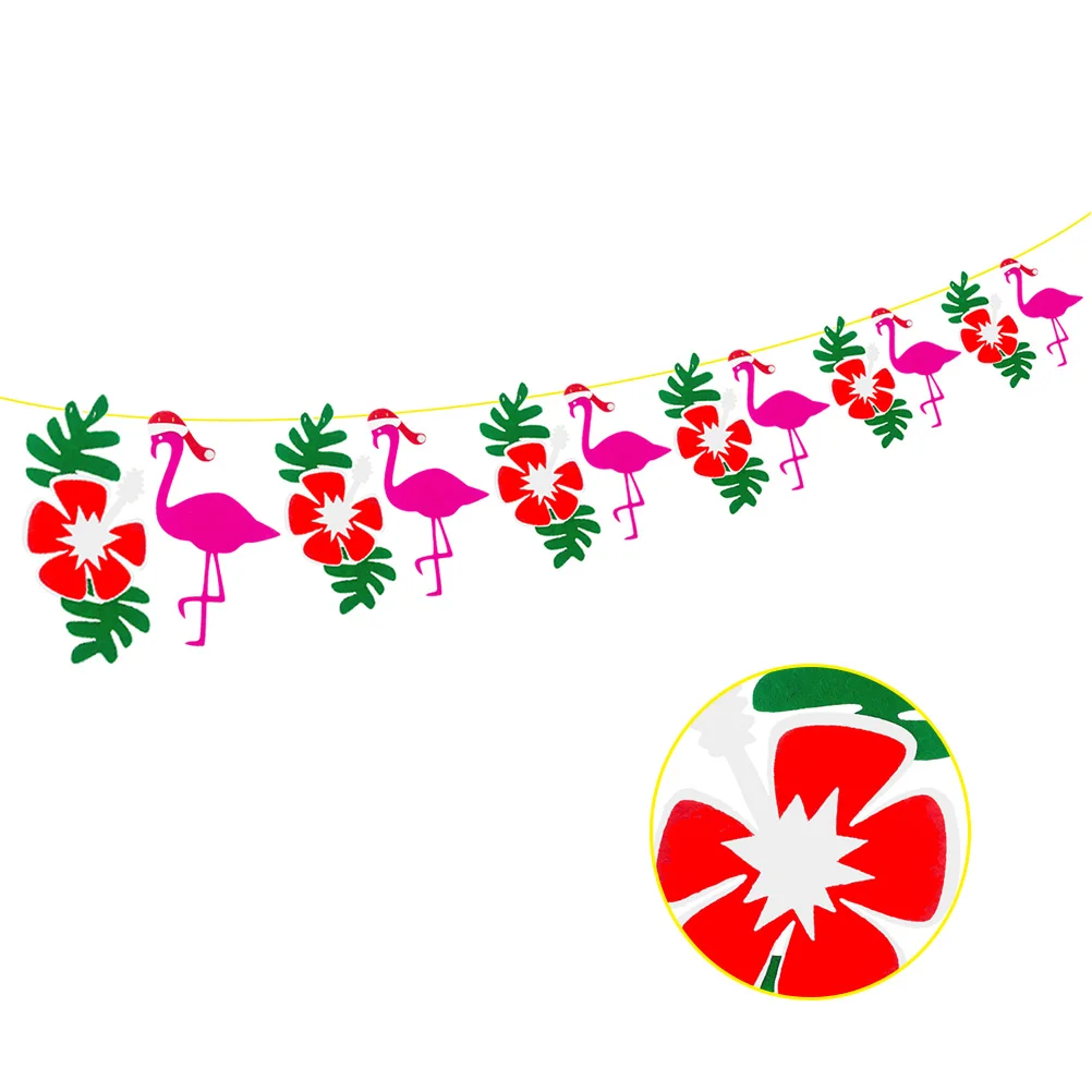 

Christmas Flamingo Banner Party Decorations Hanging Lace Flowers Banners for Christmas Party Supplies Pull Flags Decor