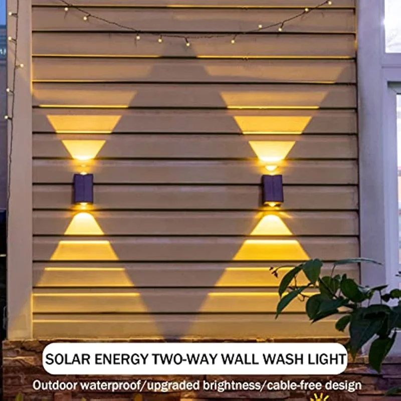 Outdoor Solar Wall-Washing Lamp, impermeável lâmpada LED, Household Up and Down, Luminous Pátio Lâmpada de parede