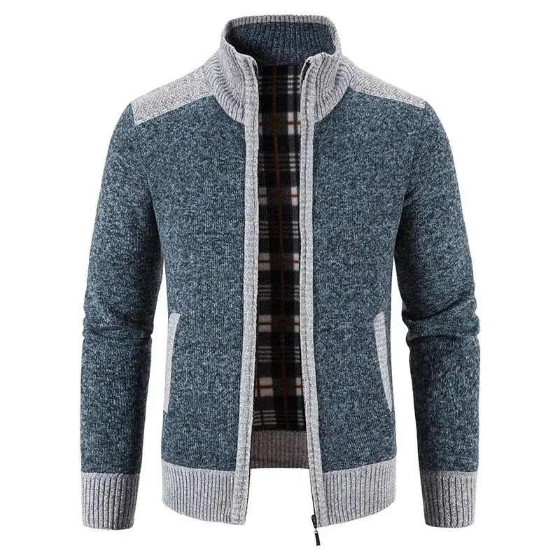 

Knitted Cardigan Men's Patches Trendy Loose Sweater Velvet Thick Jacket Jacket