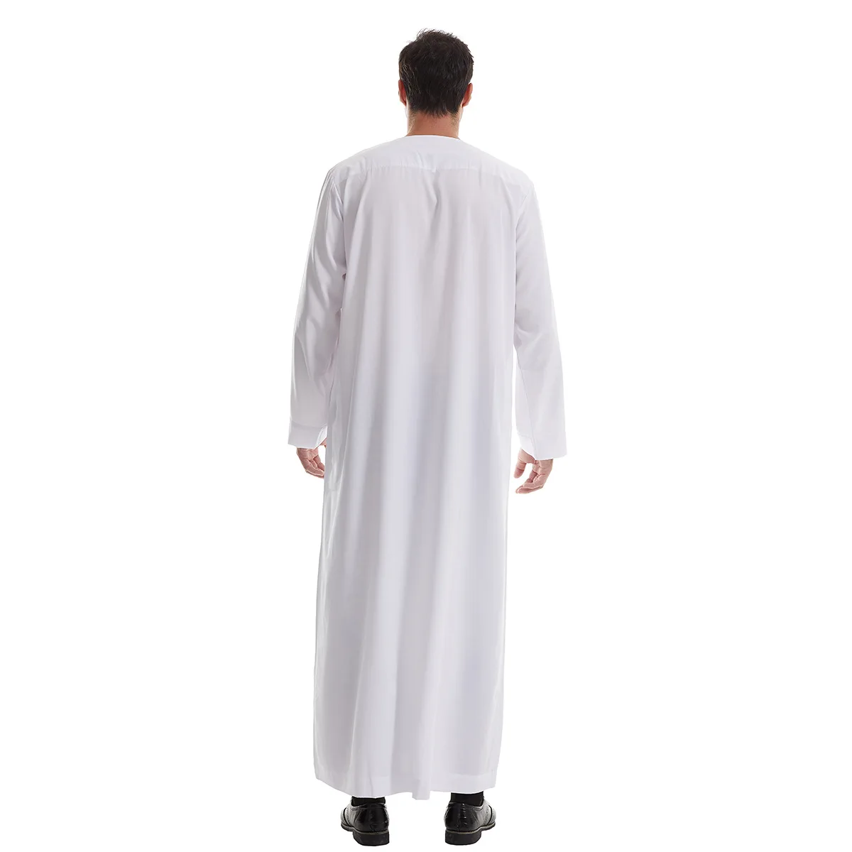 Jubba Thobe Uomo Moda Musulmana Abito Lungo Abaya Ramadan Marocco Arabo Dubai Abaya Abito Modesto Tasche Impiombato Solido Allentato