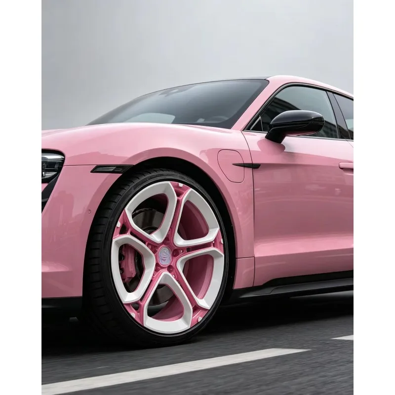 【2026】Newly Customized CF Pink And White Two-color Hubs, Size 18-26, 5 Holes Suitable For Tesla Audi Mercedes-Benz Volkswagen