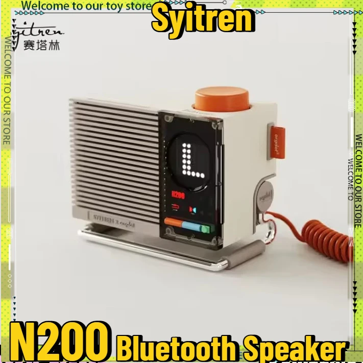 Syitren N200 Bluetooth Speaker Retro HiFi Stereo with LED Dot Matrix Display Portable Desktop Audio Decor Gift for PC Laptop