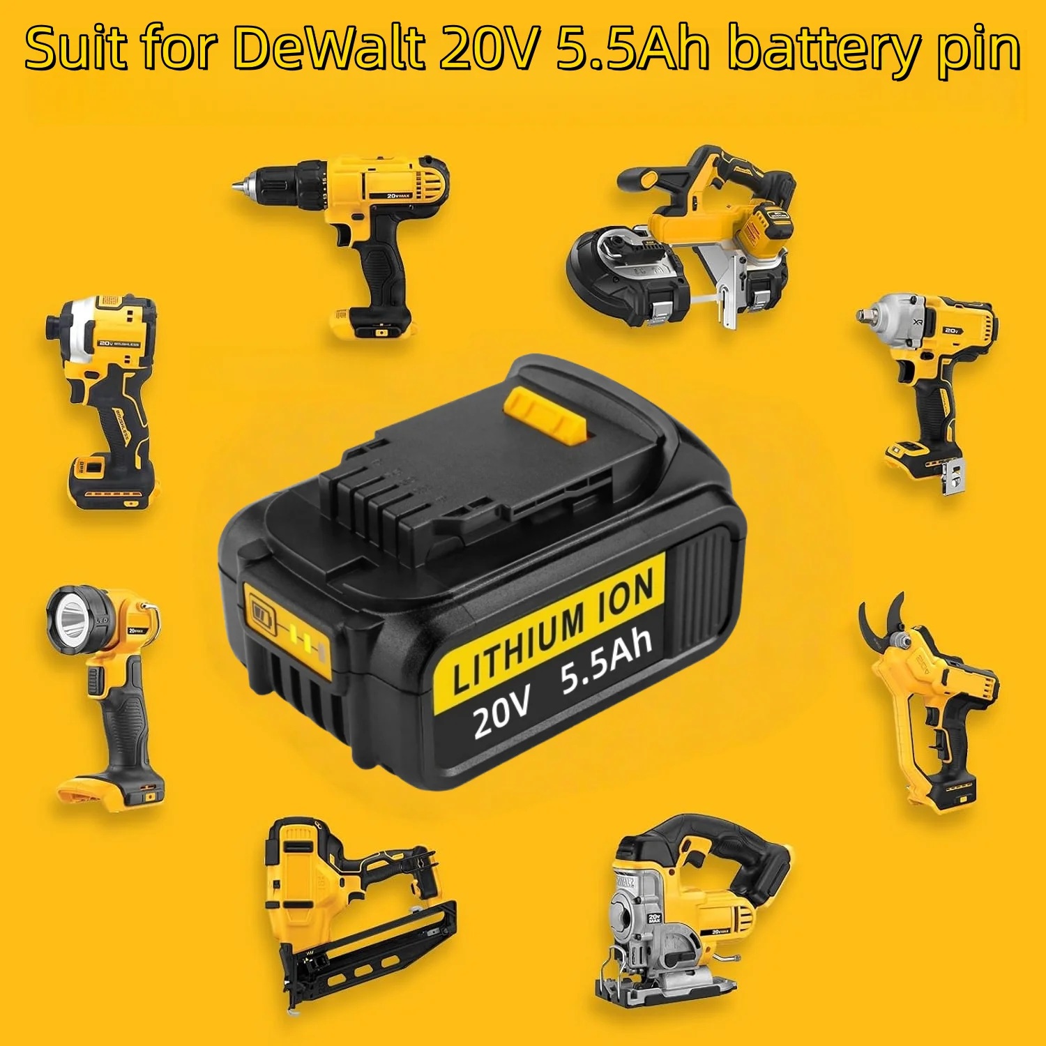 

Для DeWalt 20 В аккумуляторный контакт 5,5 Ач DCB205 Сменная литий-ионная аккумуляторная батарея со светодиодным индикатором для электроинструмента DeWalt 20 В Макс.