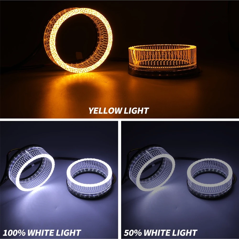 

2.5” 3'' 5D Crystal Angel Eyes Mask LED Halo Rings For Hella Bi Xenon LED Projector Lenses Headlight DRL Car Light Accessories