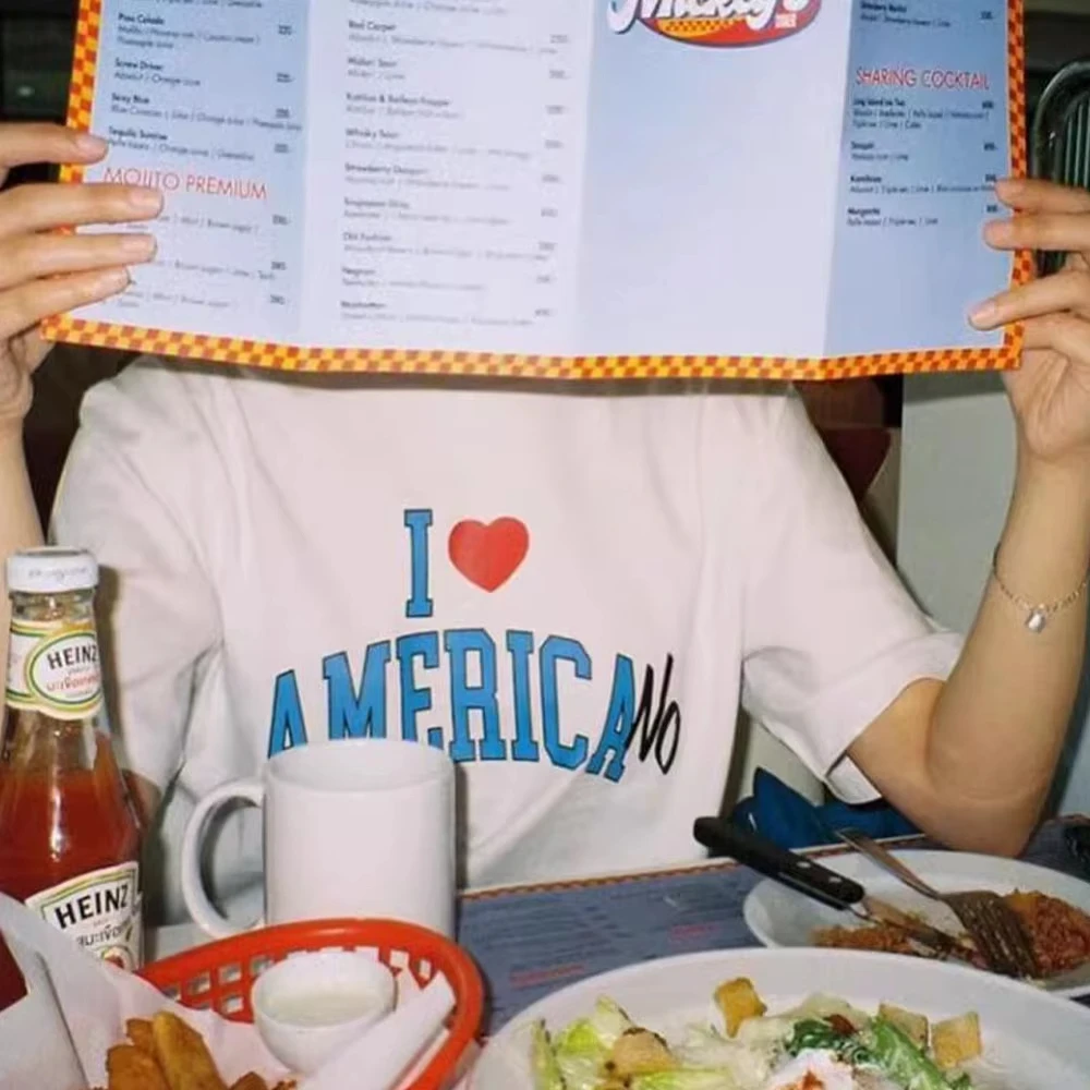 

I Love America No Letters Printing Retro Style Unisex Men Women Loose Cotton T Shirts Short Sleeve White Casual Y2K Tops Tees