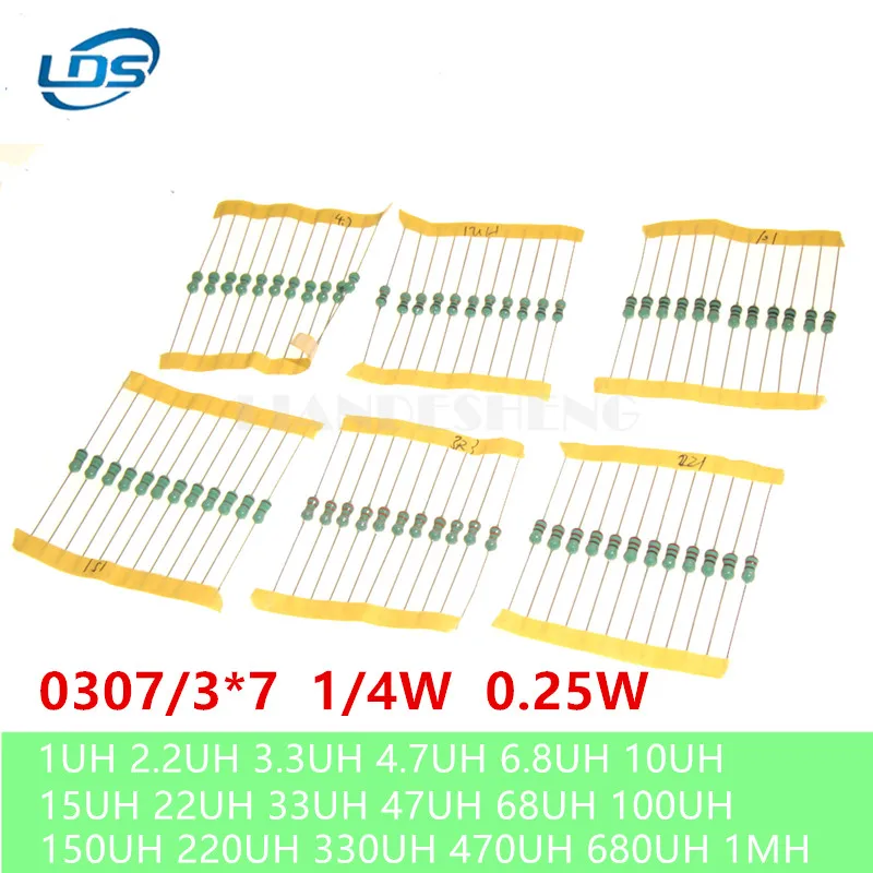 

100PCS 0307 DIP Color Ring Inductor 1/4W 1mH 1uH 2.2uH 3.3uH 4.7uH 6.8uH 10uH 15uH 22uH 33uH 47uH 68uH 100uH 220uH 470uH Induct