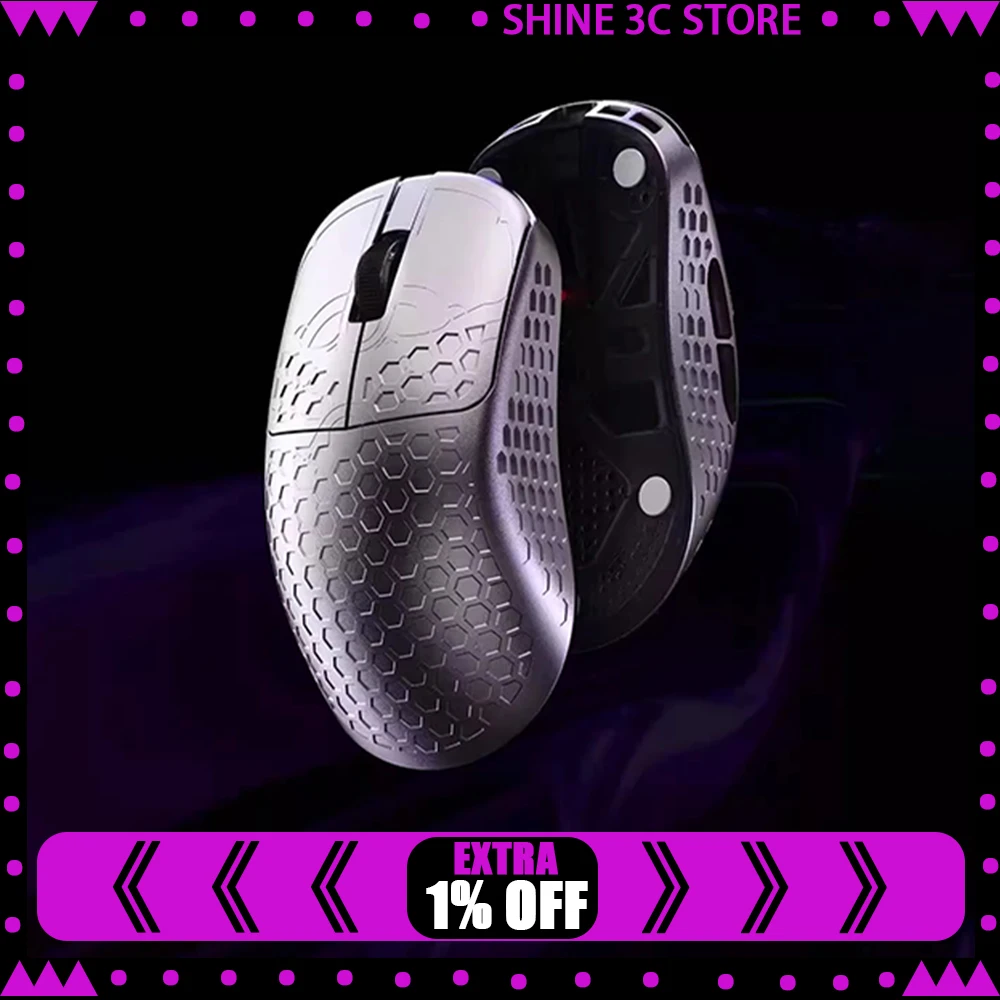 

Беспроводная мышь Finemax Noah 3395 с датчиком Nordic 52840 FPS игровая мышь Magnalium 48 г легкий ПК Gmaer аксессуары подарки