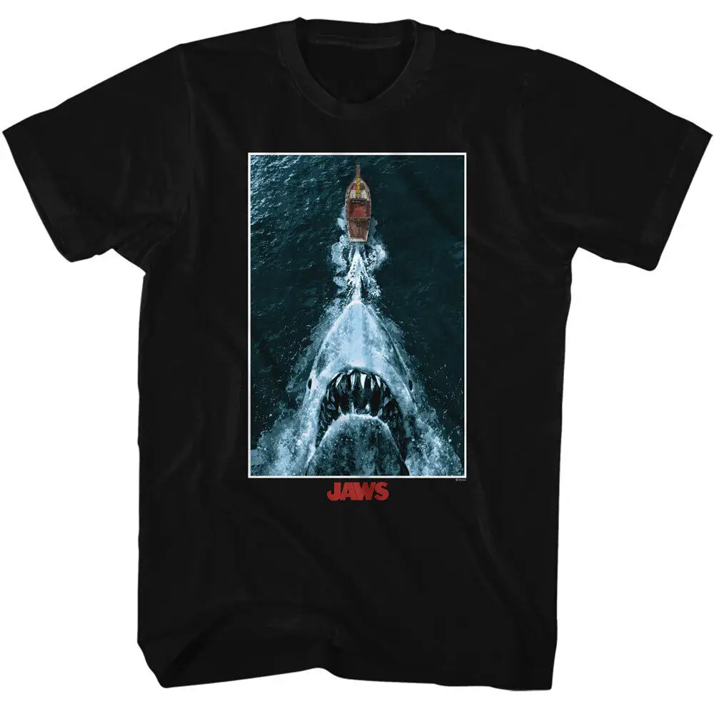 

Jaws 70's Thriller Movie Poster Jaws Chasing Orca Fishing Boat Men's T Shirt