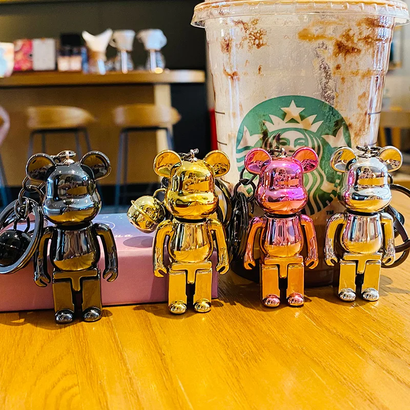 High Quality Black White Bear brick Action Figures Block Bear PVC DIY Keychain Keyring Pendant Paint Doll Mini Brick Figure Toys