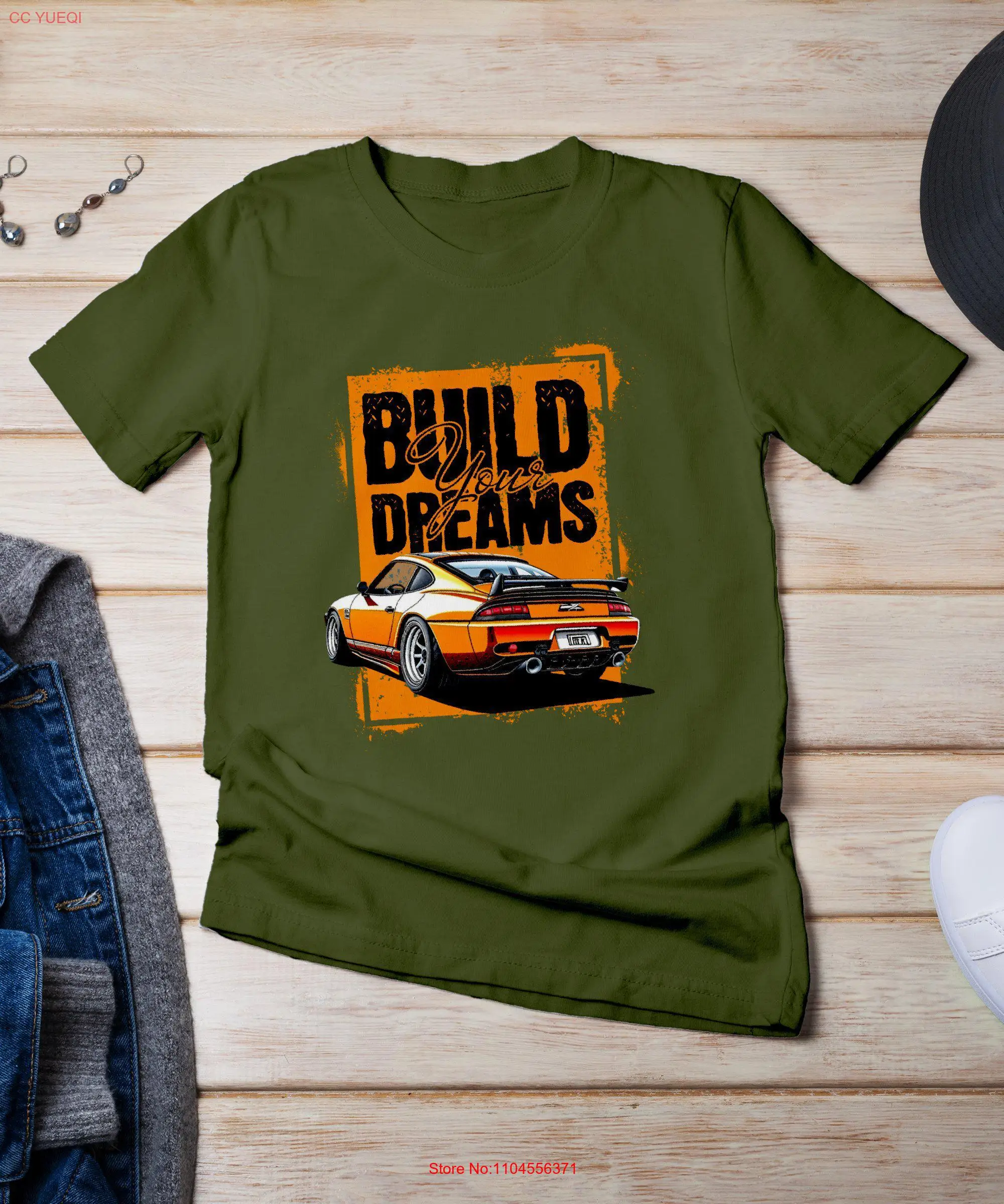 

Футболка Build Your Dreams Мотивационный автомобиль Вдохновляющий авто энтузиаз Любитель Классические длинные или короткие рукава