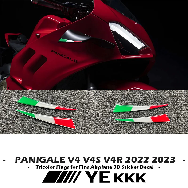 

Для Ducati PANIGALE V4 V4S V4R 2022 2023 SBK Новые итальянские трехцветные флаги для крыльев 3D крылья края крыльев наклейка