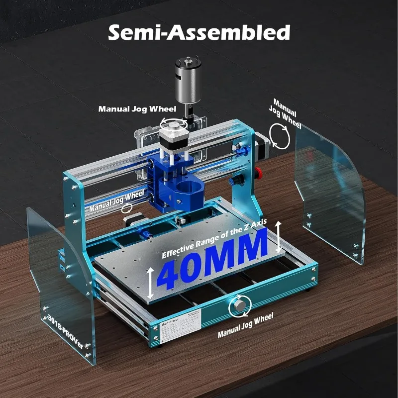 30runner PROVer V2 CNC Router Machine, Mayor Inner, Mini fraisage, Kit de graveur avec sonde Z, interrupteurs de fin de course, E-Stop