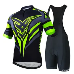 Fualrny Pro Cycling Jersey Set Summer Cycling Clothing MTB Bike Clothes Uniform Maillot Ropa Ciclismo Man Cycling Bicycle Suit