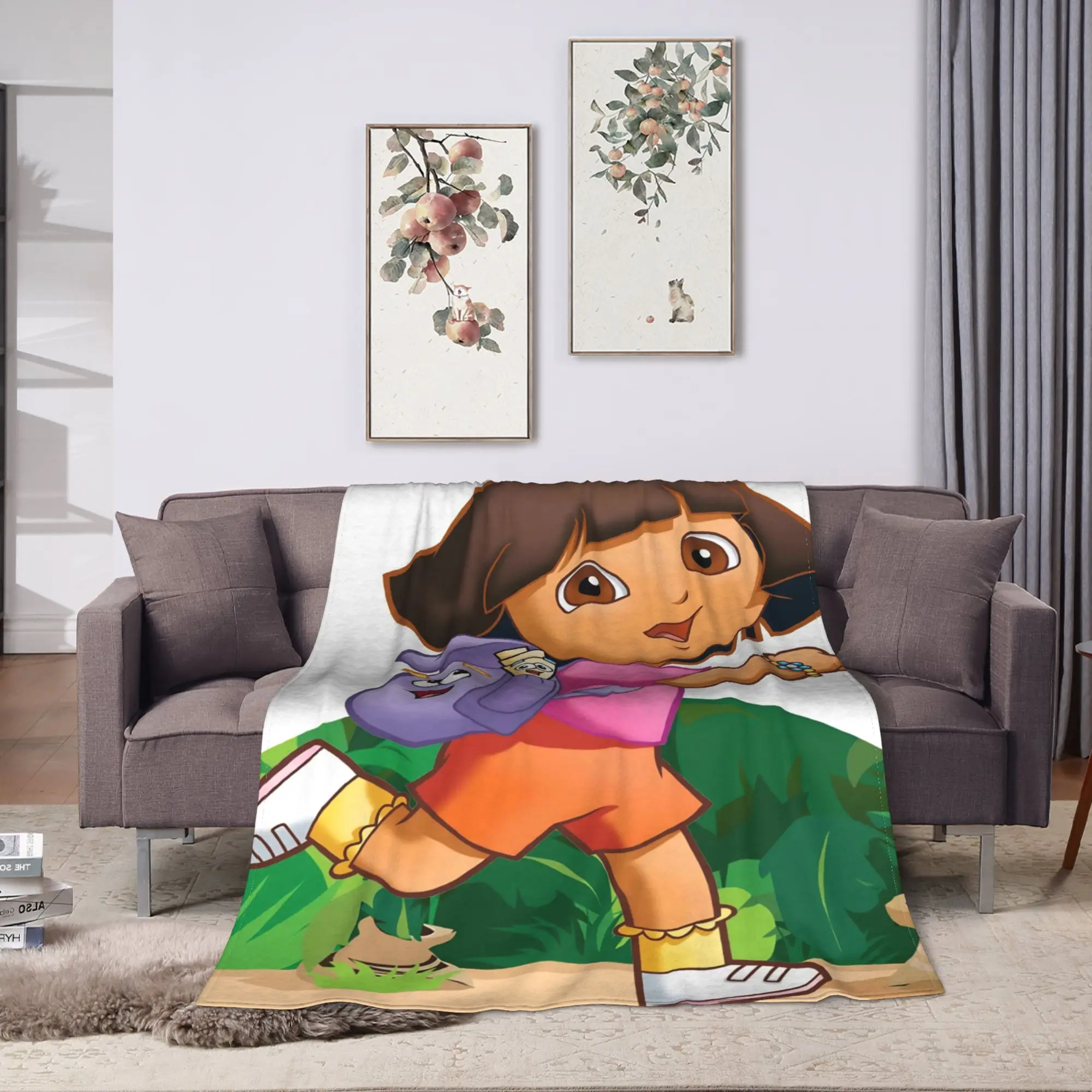 Warm Soft BlanketsKids Adult Travel Cartoon D-Dora The E-Explorer Adventure Throw Blanket For Couch Bed Funny Sofa Bed Cover