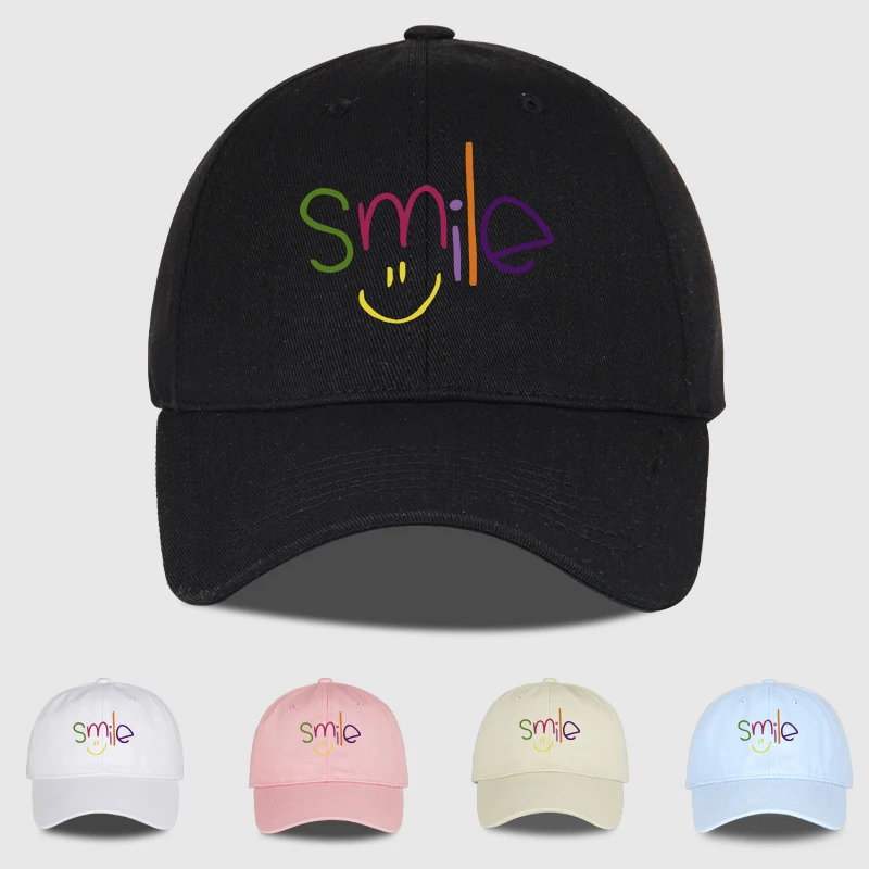 Colorful "Smile" Print Baseball Cap Adjustable Unisex Cotton Casual Funny Sun Hat