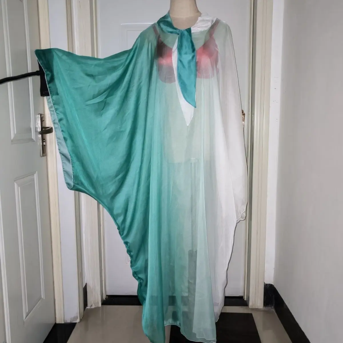 

Glossy Floral Print Women Mesh Voile Long Dress Loose Maxi Dress Pullover Elegant Dresses Sleeping Wear