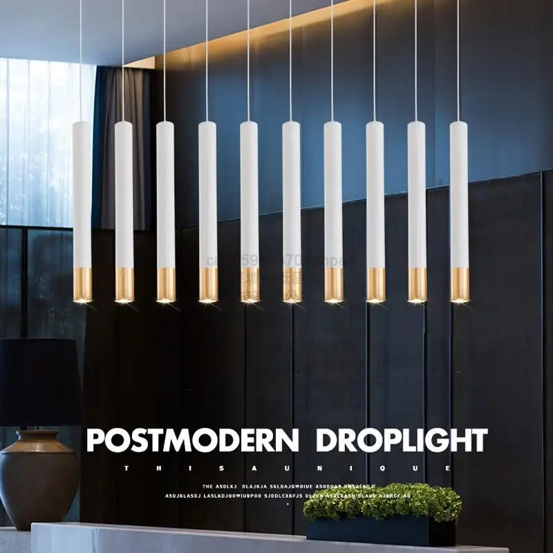 

Cylinder LED Pendant Lamp AC220V Creative Long Tube Decor Pendant Light Bar Table Hang Lamp 7W 12W Nordic Dining Room Chandelier