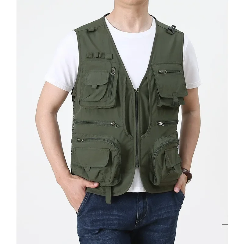 Windbreaker Hunting Vest Men's Padded Leather Vests Work Waterproof Sleeveless Jacket Fishing Professional Tactical Clothing Man