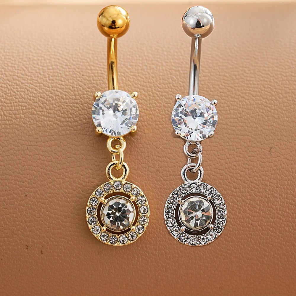 Faux Fake Belly Button Ring, 3/5 Reverse Crystals