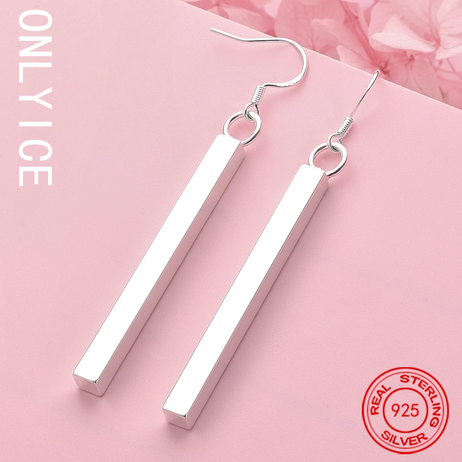 

Hot 925 Sterling Silver Cuboid Earrings Drop Earrings Fashion Jewelry Charm Grace Noble Wedding Accessories