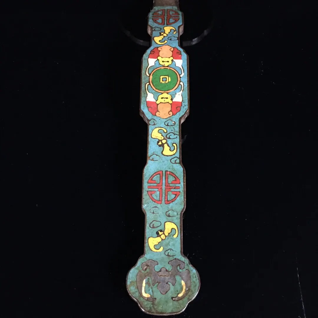 Old Tibetan Antique Pure Copper Gilded Five Blessings Ruyi Ornament Home Decor Craft Statue