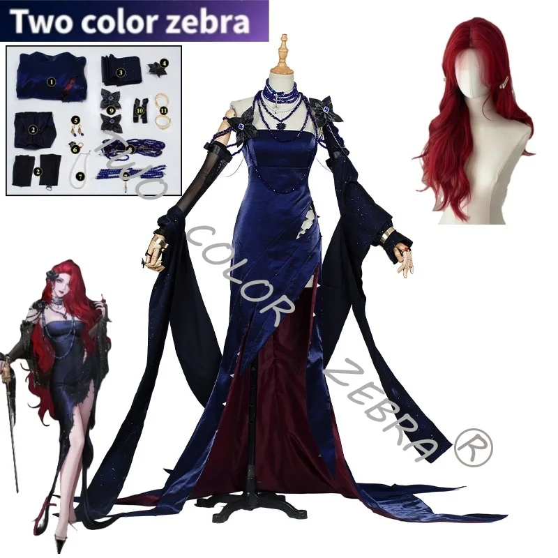 

Game Path To Nowhere Cabernet Cosplay Costume Long Red Wig Dresses Full Set Evening Unifrom Carnival Party Role Play Unifrom