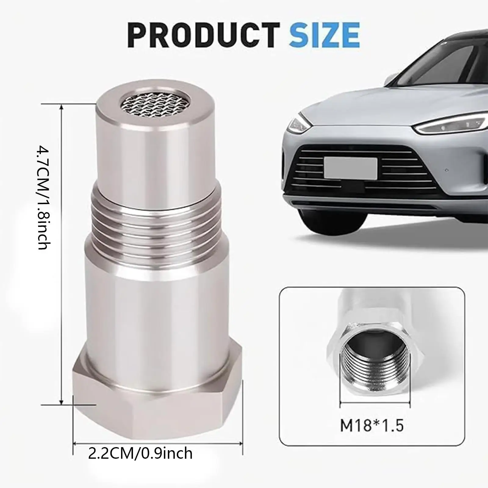 2PCS Stainless Steel 304 02 Sensor Spacer Adapter, 1/2