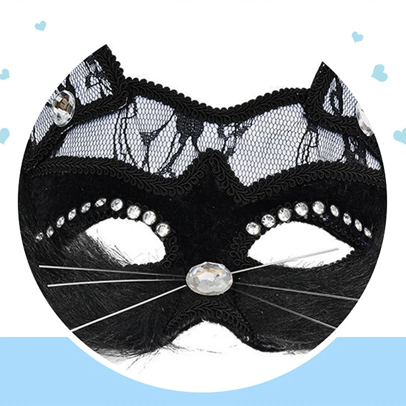 Sexy schwarze Spitze Katze Gesichtsmaske venezianische Maskerade Augenmaske Weihnachtsfeier Cosplay Frauen Mädchen Kopfschmuck Halloween Fancy Maske – Detail 14