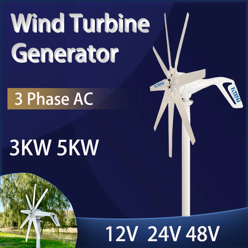 

3KW 5KW 12V 24V 48V Wind Turbine Generator Complete Set Free Energy Windmill MPPT/Charge Controller Small Generador Electrico