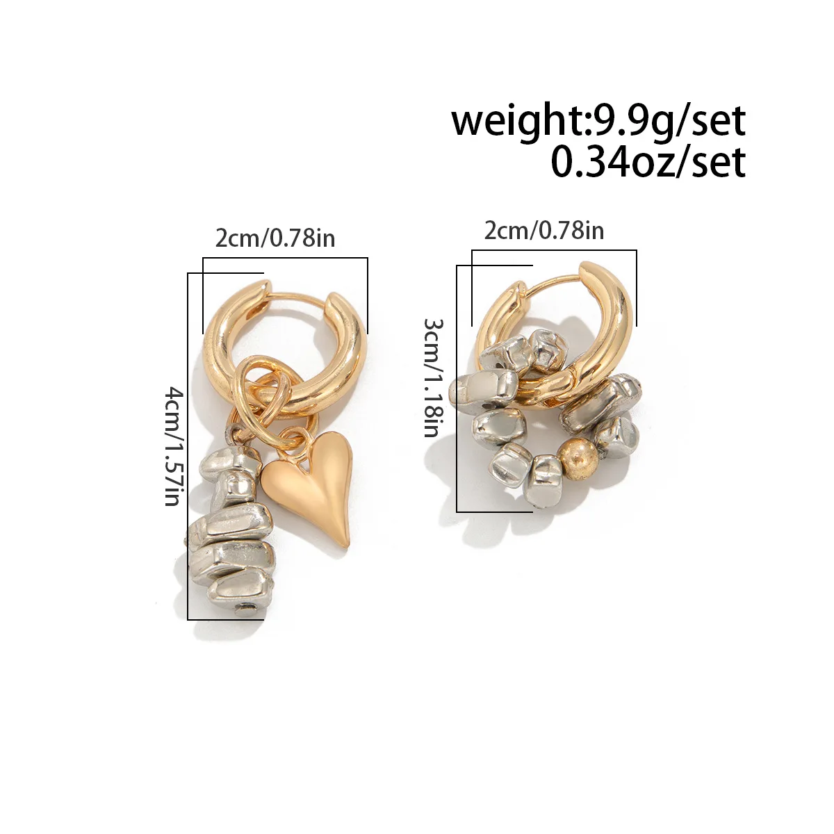 خمر عدم انتظام تصميم فريد CCB حبة على شكل قلب قلادة أقراط للنساء الاتجاه سحر طقم مجوهرات مجوهرات عيد الحب