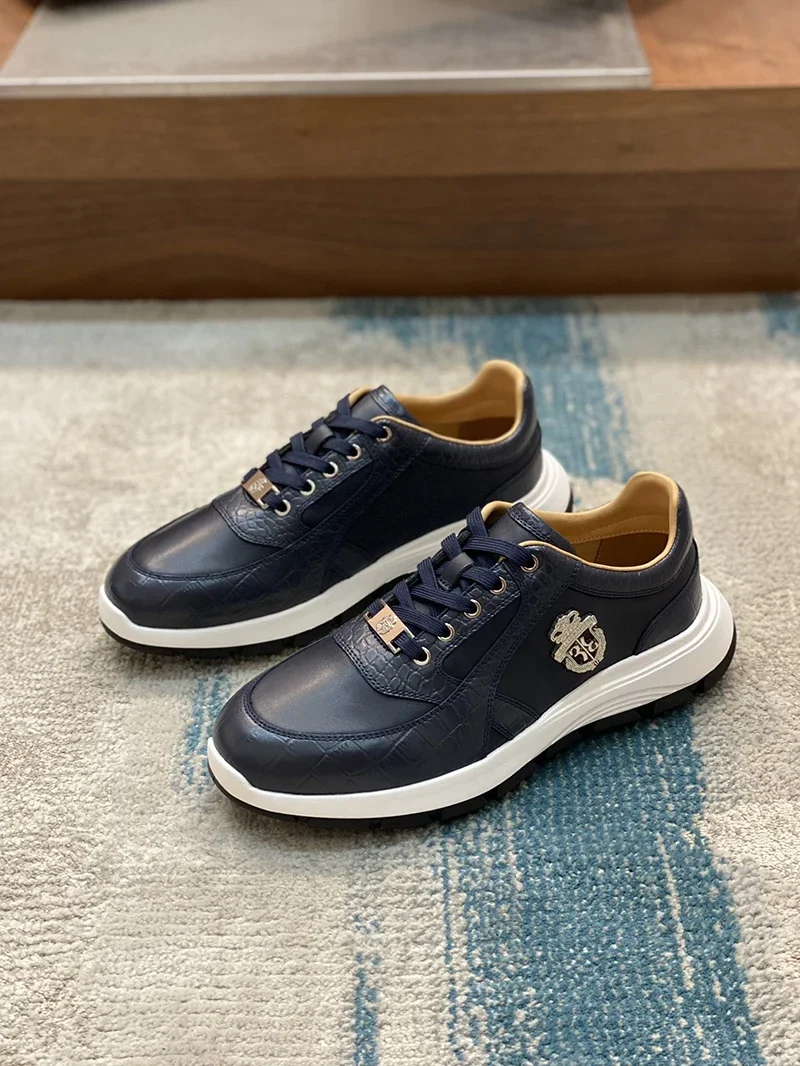 BILLIONAIRE 2025 New  Shoes Calf leather stitching leather Sports comfort high-quality outdoors Men European big size 39-45
