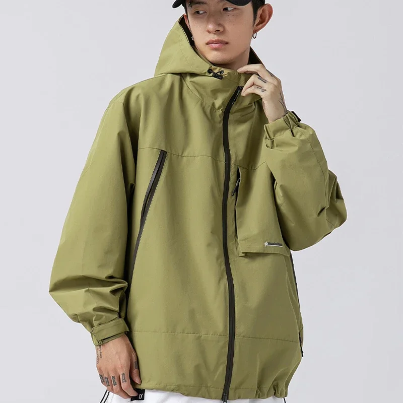 

Outdoor Three Defense Double Head Zipper Rush Male Coat Jacket Spring Autumn Product Couple Loose Functional Hooded Coat Men Top