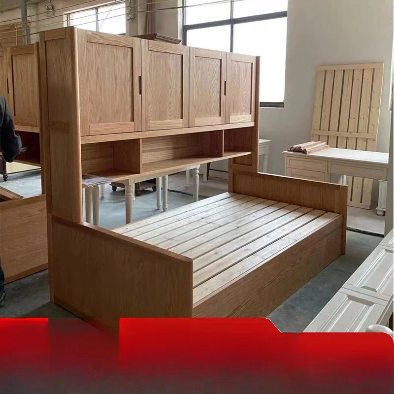 The product can be customized. Children's bed cabinet is integrated against the wall, all solid wood with storage