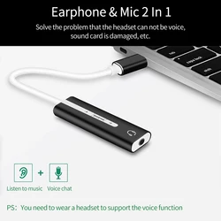 Type-C/USB Headset Microphone 2-in-1 Sound Card Adapter Gaming Headset Converter 3.5mm Stereo Audio Cable