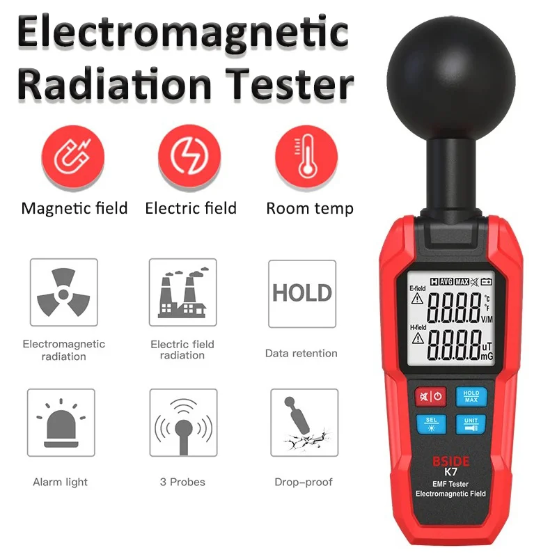 

Тестер электромагнитного поля K7 EMF, ручной детектор волнового излучения, тестер частоты, дозиметр выбросов для Гейгера