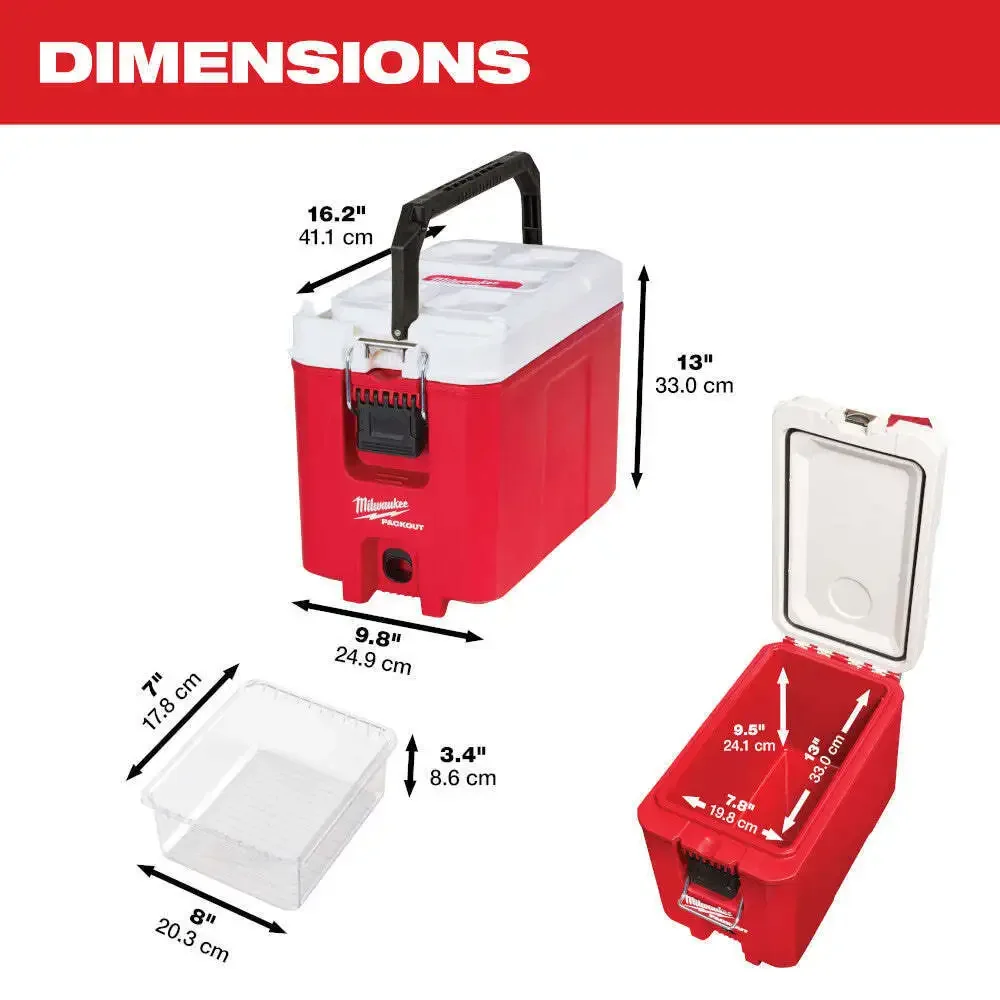 Milwaukee 48-22-8460 PACKOUT 16 Quart Hard Sided Impact Resistant Compact Cooler