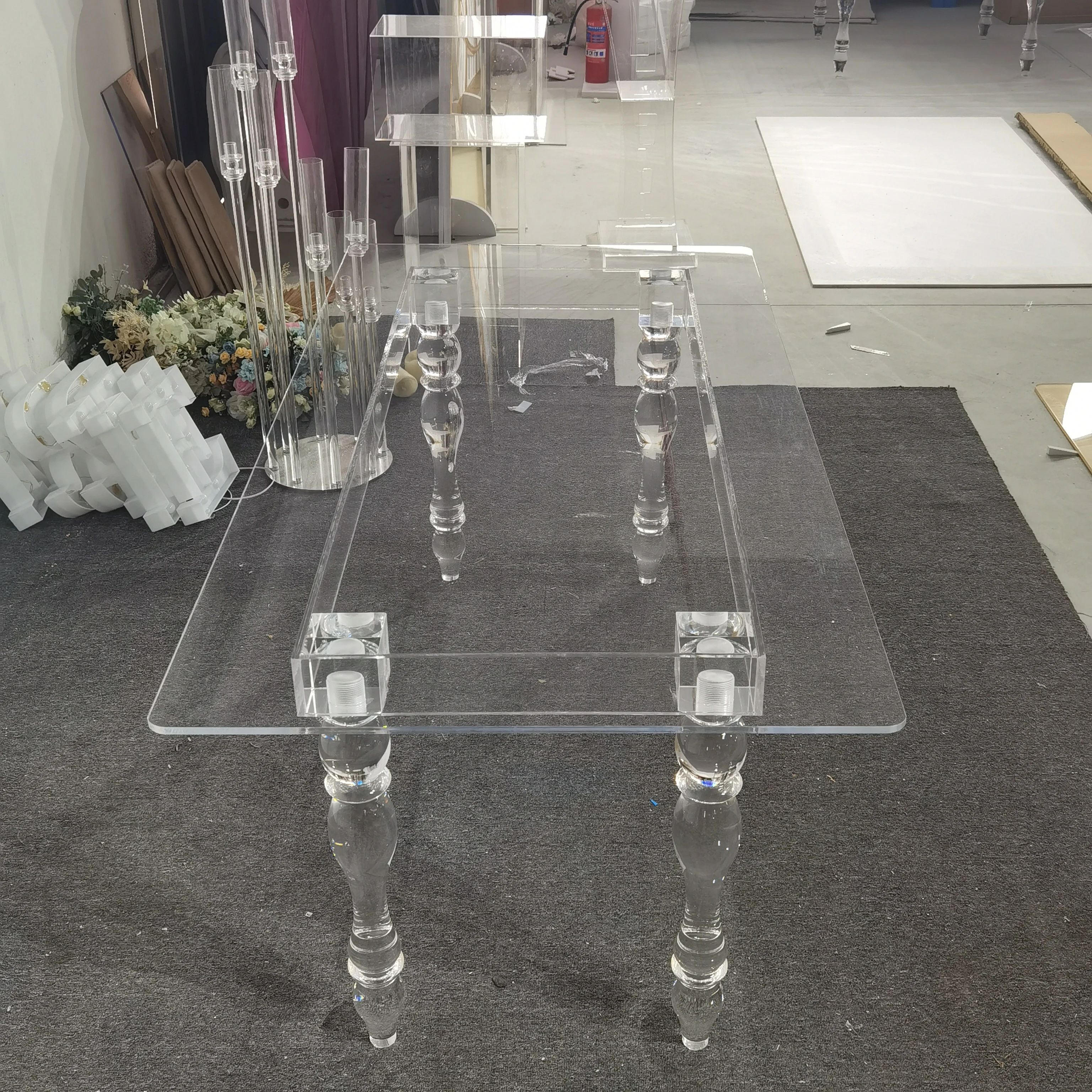 clear ghost wedding furniture bride and groom acrylic dining table for event