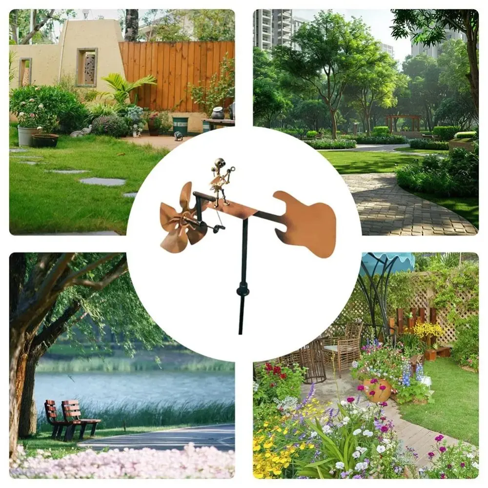 

Металлический ветровой спиннер, металлический барабанщик ручной работы, ветряная мельница, прочная креативная фигурка перкуссиониста, забавная художественная фигурка Роккина, декор растений