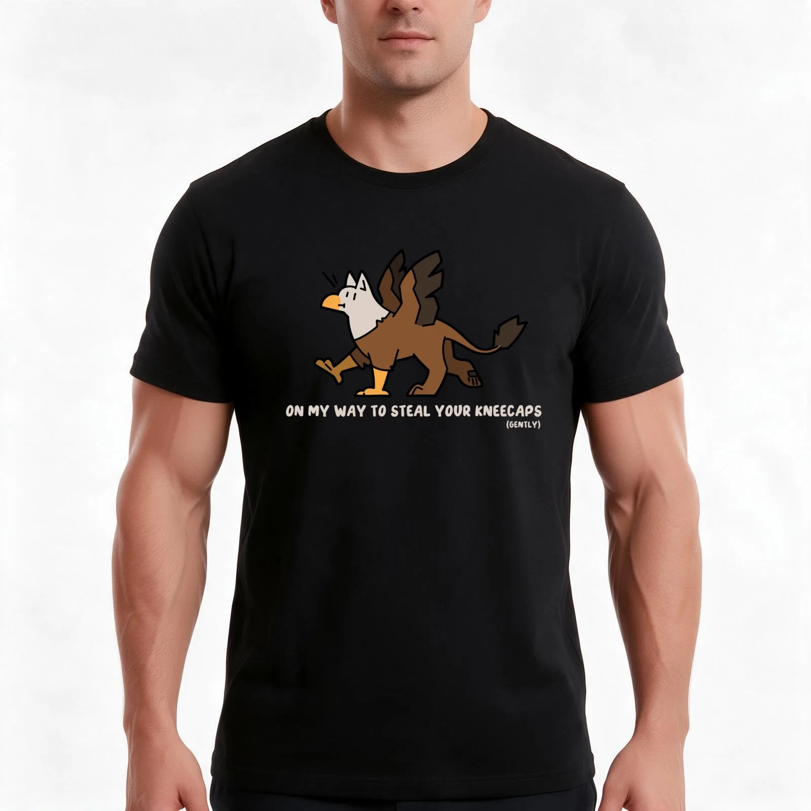 On my way to steal your kneecaps (gently) Gryphon T-Shirt Summer Casual Cotton Tee Oversized Streetwear Tops Unisex Men Women