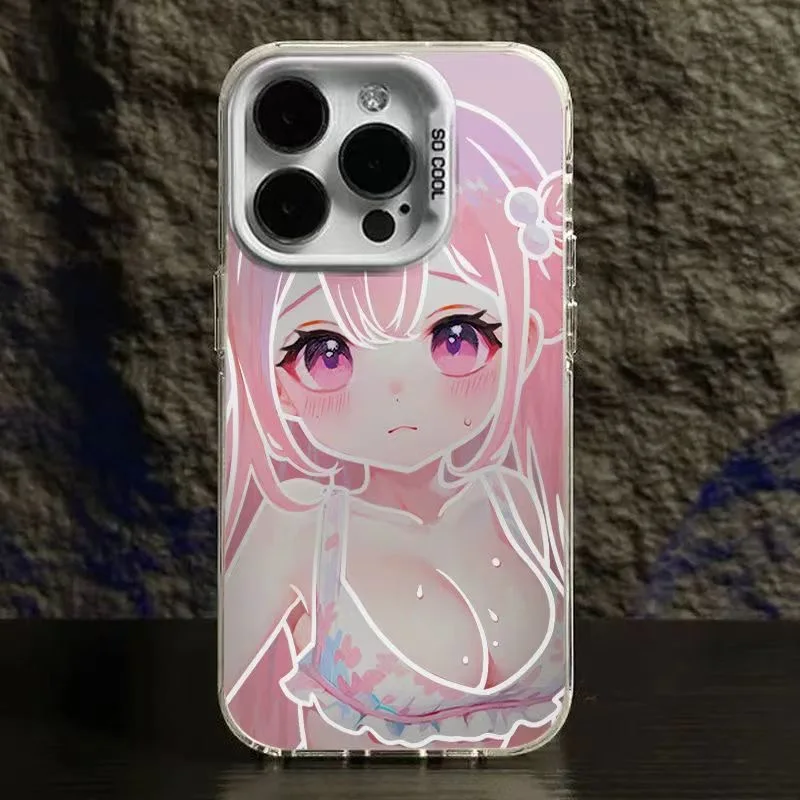 Japanese Cute Pink loli Girl hard Case protection for iPhone 15 13 12 11 14 Pro Max XS XR 7 8 Plus X SE luxury anime Coque