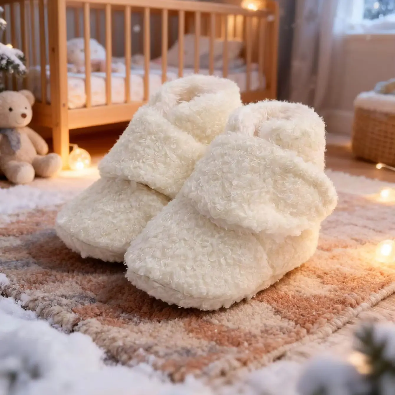 

Удобные и теплые плюшевые детские сапоги для мальчиков и девочек, противоскользящая зимняя хлопковая обувь для новорожденных.