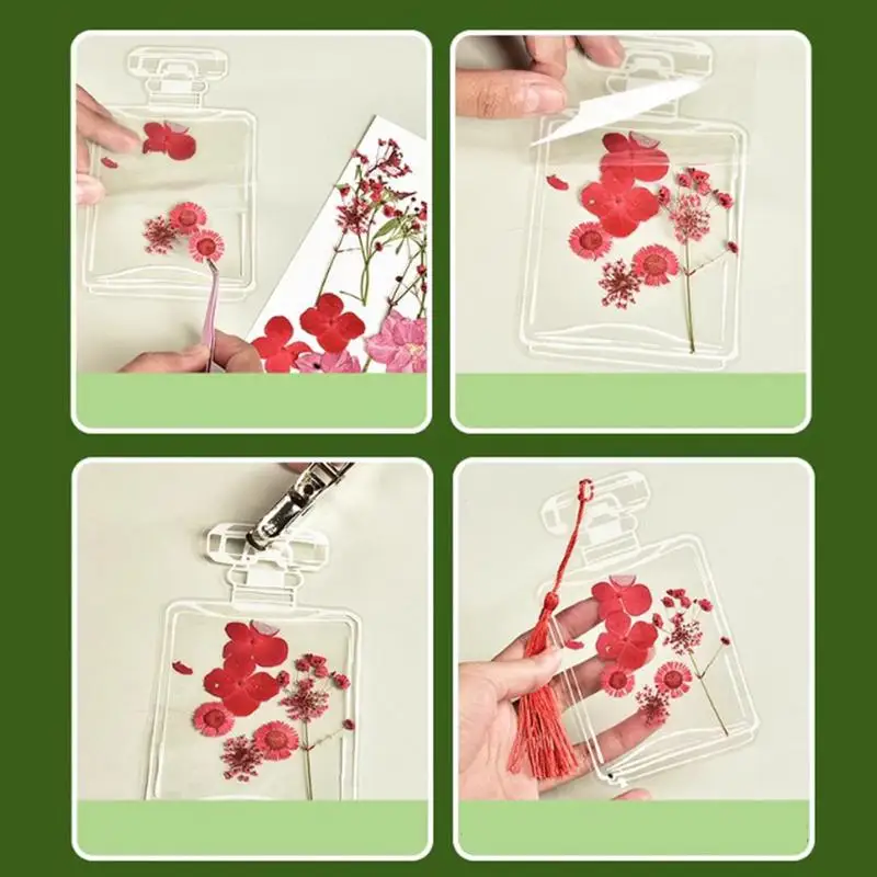 علامة مرجعية على شكل زهرة مضغوطة، علامات مرجعية شفافة مصنوعة يدويًا للزهور المجففة، صانع صفحة إبداعي جميل للأصدقاء والأمهات